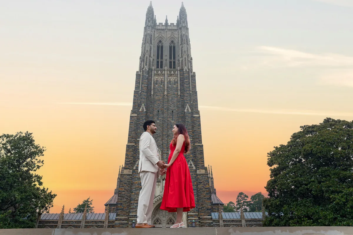 Couple walking at sunset