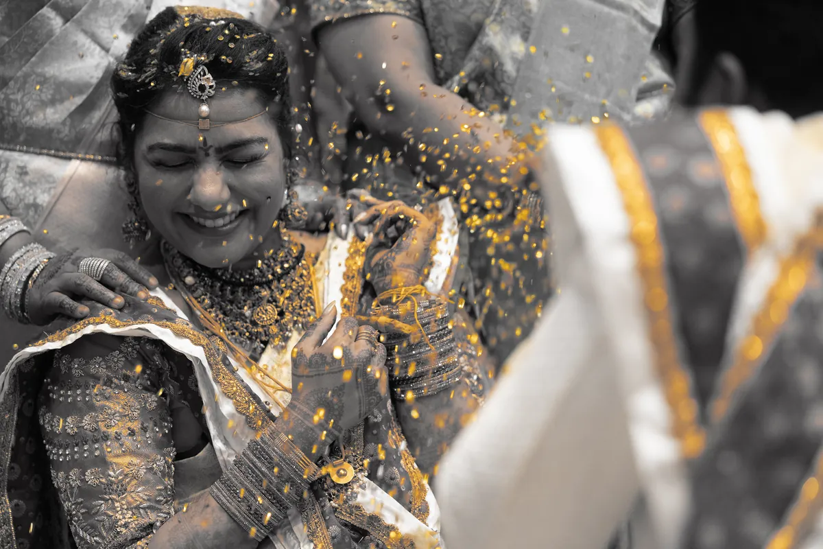 Haldi ceremony joyful bride